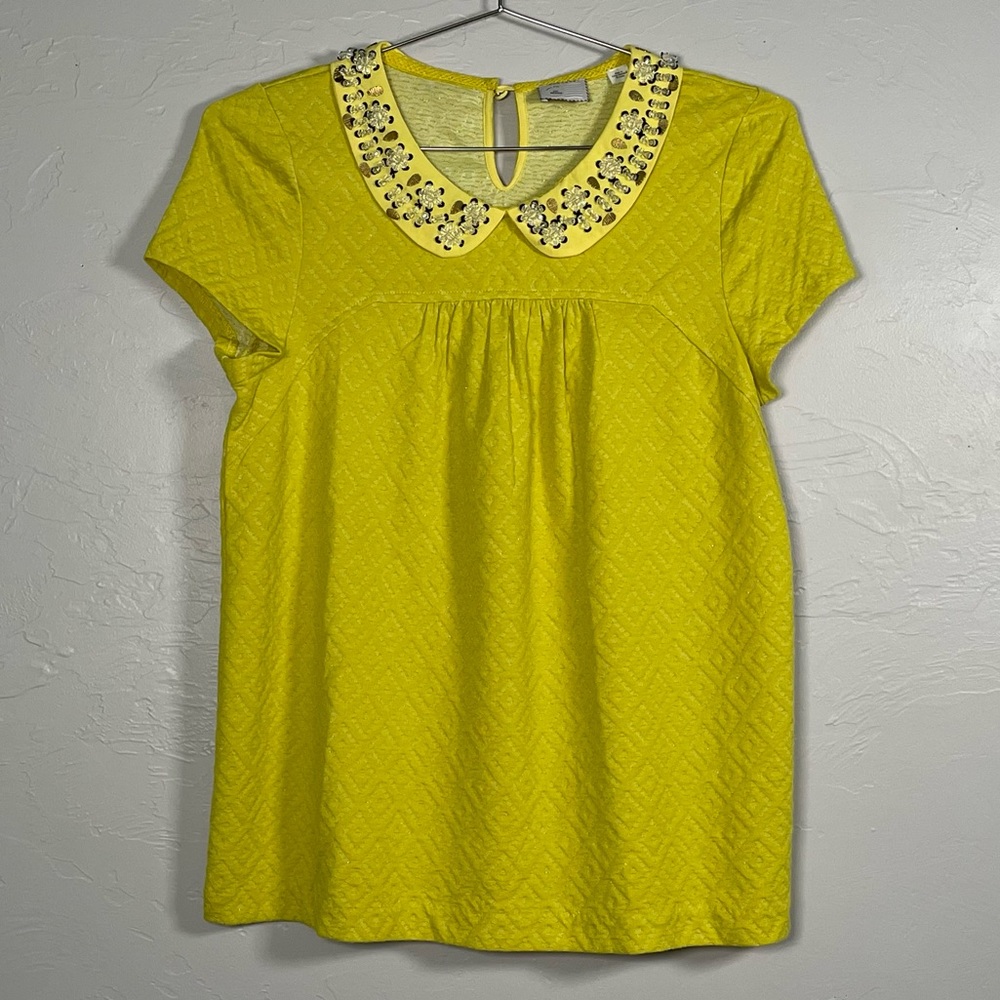 Anthropologie Blouse with Jeweled Collar